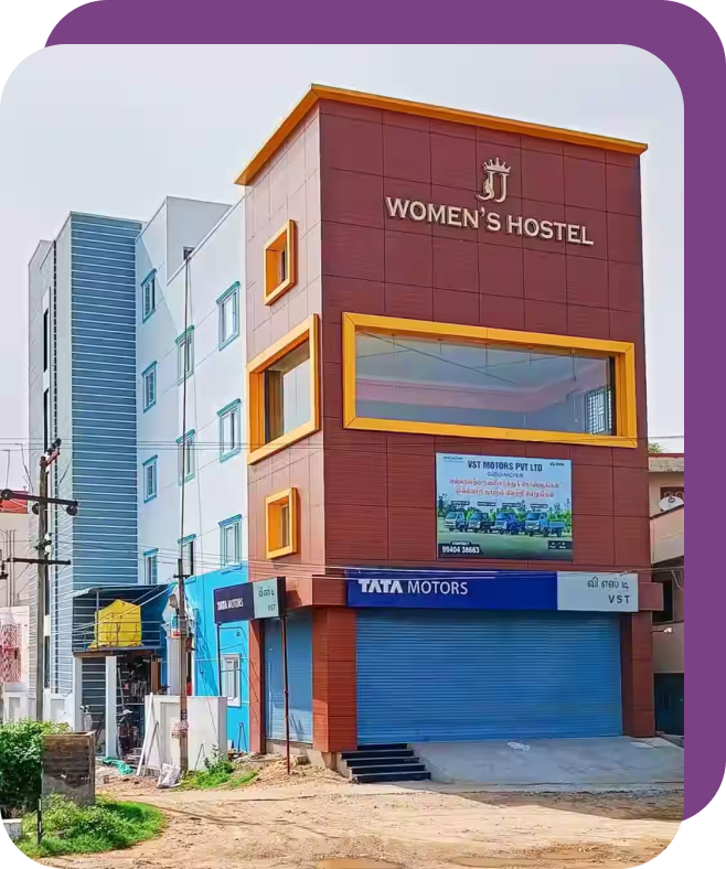 JJ Women's Hostel building exterior in Chennai